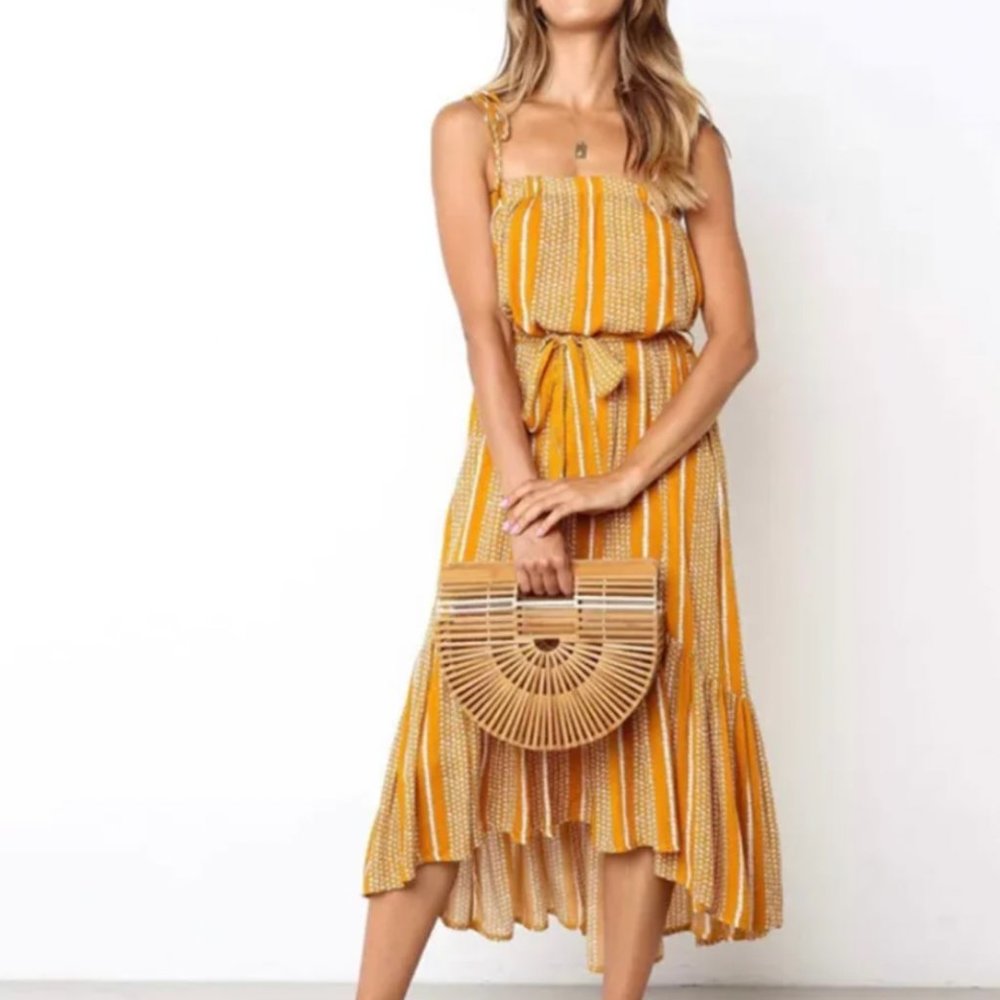 INDIKAH mustard yellow midi sundress